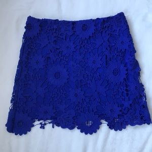 Forever 21 Cobalt Blue Lace Crochet Floral Skirt